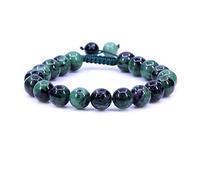 Keleny Gem Semi Precious Gemstones 10mm Round Beads Stone Crystal Adjustable Braided Bracelets Unisex, 7-9 inch, Stone, Jasper
