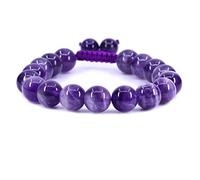 Keleny Gem Semi Precious Gemstones 10mm Round Beads Stone Crystal Adjustable Braided Bracelets Unisex, 7-9 inch, Crystal, crystal