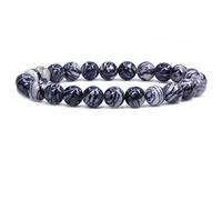 Keleny Gem Semi Precious Gemstones 8mm Natural Quartzite Stone Round Beads Crystal Stretch Bracelet 7 Inch Unisex, 7 Inch, Stone, Jasper