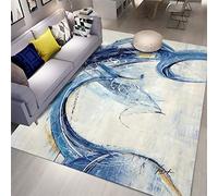 KeletiRug Large Area Rugs Anti-Slip Carpet Mat Home Office,Living Room,Bedroom,Kitchen Abstract Colour Block Graffiti Blue,70 X 140 cm