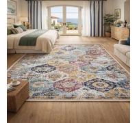 KeletiRug Washable Large Rugs for Living Room 120x160cm, Non Slip Soft Short Pile Carpet Bedroom, Easy Care Kitchen, Office Dining Hallway Decor Traditional Vintage Geometric Purple