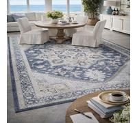 KeletiRug Washable Non Slip Large Rugs 200x250cm, Soft Short Pile for Living Bedroom Office, Dining Kitchen Hallway Easy Care Carpet Decor Traditional Blue