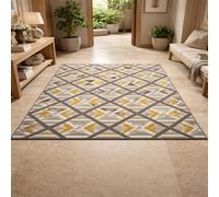 KeletiRug Washable Non Slip Large Rugs 200x250cm, Soft Short Pile for Living Bedroom Office, Dining Kitchen Hallway Easy Care Carpet Decor Geometric Gray