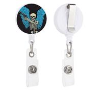 Keleton Angel with Blue Wings Retractable Badge Holder Reel Clip ID Card Holder for Doctor Nurse Student Office Worker