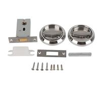 KELFEEAO Round Recessed Door Lock, Double Sided Stainless Steel 304 Privacy Indicator Lock Hidden Recessed Ring Handle Door Knobs Accessories for Home Bathroom (Silver (with Lock))