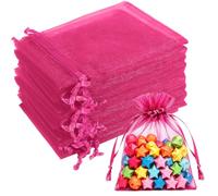 Kelfuoya Organza Bags 50PCS Hot Pink 6″×9″, Large Gift Bags Mesh Drawstring Sheer Pouches for Jewelry Candy Sachet Wedding Birthday Graduation Party Favor Bags