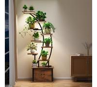 KELHOMECL 10-Tier Tall Plant Stand Indoor with Grow Lights, 65" Corner Plant Shelf with Storage Drawer, Metal Plant Rack for Multiple Plants, Waterproof & Sturdy Display Holder for Living Room, Patio