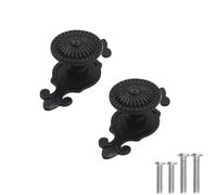 Kelier Antique Brass Cabinet Knobs, [2 Pack] Vintage Drawer Pulls with Backplate, Antique Black Mushroom Knobs for Cabinets/Dresser/Drawer, Black
