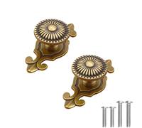Kelier Antique Brass Cabinet Knobs, [2 Pack] Vintage Drawer Pulls with Backplate, Antique Gold Mushroom Knobs for Cabinets/Dresser/Drawer, Gold