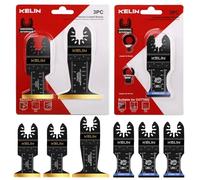 KELIN 6 PCS Carbide and Titanium Multitool Blades Kit, Heavy Duty Oscillating Tool Saw Blades for Steel Bolts Screws Metal Wood Cutting with Hangable Case, Universal Interface Fit Bosch Fein Dewalt