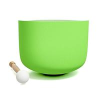 KELIODY 440 Hz F Note Green Crystal Singing Bowl Heart Chakra 8 Inch Singing Bowl Crystal Bowl 20 CM Frosted Quartz O-Ring and Mallet Included Yoga Gifts
