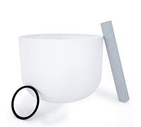 KELIODY Crystal Singing Bowl 20 cm 440hz A Note White Third Eye Chakra Crystal Singing Bowl with O-Ring and Mallet Yoga Gift