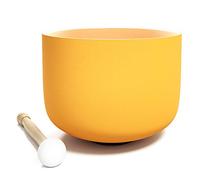 KELIODY Singing Bowl - 440 Hz D Note Orange Crystal Singing Bowl Sacral Chakra 8 Inch Singing Bowl Crystal Bowl 20 CM Frosted Quartz O-Ring and Mallet Included Yoga Gifts