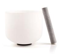 KELIODY Singing Bowl - E Note White Crystal Singing Bowl Solar Plexus Chakra 8 Inch Singing Bowl Crystal Bowl 20 CM O-Ring and Mallet Included Yoga Gifts