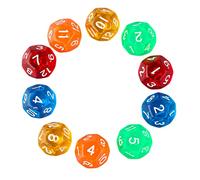 Kelisdi 10x Acrylic Dice Transparent 12 Sided Colorful Game Party Crystal Dices Children Board Game Toy Dodecahedron Role Playing Sets Round Corner Digital Set Kit Educational Toys Acrylic