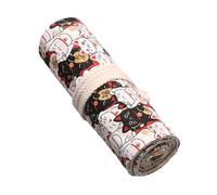 Kelisdi 12/24/36/48 Holes Pencil Bag Rolling Pencil Case Lovely Animal Roll Canvas Case Canvas Large Capacity Wrap Roll Bag