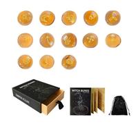 Kelisdi 13Pcs Irregular Divination Symbol Stone Engraved Symbol Pocket Stone Glass Signs Roundel For Meditations Glass Runes Signs Roundel
