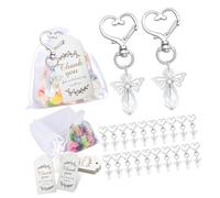 Kelisdi 30Pcs Wing Charm Keyring Metal Keychain with Drawstring Gauze Bag for Baby Showers Wedding Guest Gifts Wedding