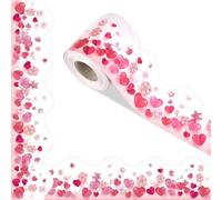 Kelisdi 59ft Valentine Bulletin Board Borders Sticker for Bedroom Living Room Wall Heart Border Trim Sticker for Home Decoration Living Room Wall Border