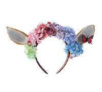 Kelisdi Adjustable Punk Flower Hairband With Realistic Deer Ears Headbands Hair Accessory For Cosplays Festival Event Gothic Flower Floral Headbands Deer Ears Hair Accessory