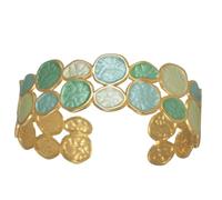 Kelisdi Artistic Painted Adjustable Cuff Flexible Stainless Steel Accessory for Women & Men Outfits Fashionable Women ' s Wrist Jewelry Present