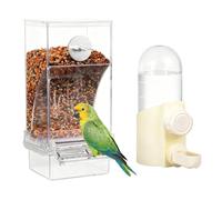 Kelisdi Bird Feeder and Water Dispenser Set with Detachable Trays for Finches, Parrots ABS Construction 2PC Bird Feeder Water Dispenser Set Heavy Duty ABS Construction