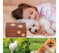 Kelisdi Dog Wood Urn Cremation Urn Memorial Gifts Memorial Paw Print Rememberable For Deceased Pet Ashes Pet Cremation Urns Large Dog