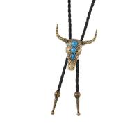 Kelisdi Fashionable Adjustable Tie Metal Cattle Head Charm for Modern Styling Photo Props Adjustable PU Leather Cord Jewelry