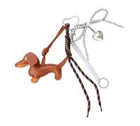 Kelisdi Keyholders Sausage Dog Keychain Bows Keyrings Creative Bag Charm PU for Backback Decorations Car Chain Sausage Dog