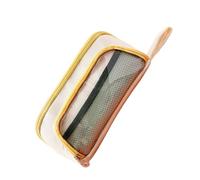 Kelisdi Large Capacity Polyester Pencil Case Multiple Sections Pen Pouches with Fastener for Student Children School Minimalist Trilateral Pencil Case