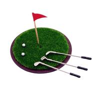 Kelisdi Miniature Golf Toy Set for Doll House Wood Club and Metal Base Craft Model Project Scene Display Accessories Model Miniature Training Kits