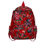Kelisdi Personality Large Capacity Backpack Chinese Ethnic Big Flower Printed School Bag For Women Man For Any Occasion Large Capacity Shoulder Backpack