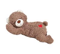 Kelisdi Realistic Bear Embroidery Heart Design Plush Pillow for Dog Producing Continuous Heartbeat Sound Emotional Security Bear Eye Toy