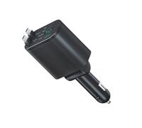 Kelisdi Retractable Type C Cord 90W Car Charging Double USB Port Fast Charging Technology Automatic Shutoff Systems Retractable Car Charger With Double USB C Port