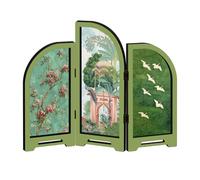Kelisdi Retro Minis Folding Screen 3 Panel Divider Miniature Desktop for Home Decorations Feng Shui Ornament Oriental Gift Minis Desktop Folding