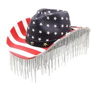 Kelisdi Shimmering Rhinestones Fringed Cowboy Hat For Female Musical Festival Cowgirl Hat Large Brim Bride Party Accessories Women Party Costume Accessory