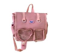 Kelisdi Simple And Practical Backpack For Girls With Transparent Pocket Nylon School Backpack Laptop JK School Bag Japanese