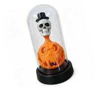Kelisdi Skull Pumpkin Lamp Glass Pumpkin Light for Halloween Tabletop Decor, Battery Operated Lamp with Glow for Mantel Display and Window Styling, 4.33x8.27 Inches