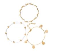 Kelisdi Stackable Anklet Multilayer Beach Jewelry with Seashells Starfishes Bead Comfortable Alloy Vacation Footwear Accessory Multi Strands Seashells Ankle for Women