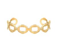 Kelisdi Stackable Retro Geometric Cuff Stainless Steel 18K Gold Coated Jewelry Simple Elegant Design Formal Casual Wear Accessory Lightweight Comfort Bangle