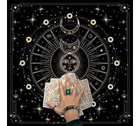 Kelisdi Tarots Tablecloth Divinations Table Cover Astrology Oracles Board Game Mat Square Shape Pendulum Cloth Divinations Astrology Board Game Tarot Card for Reading