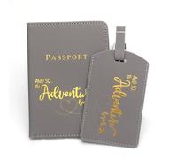 Kelisdi Trendy PU Leather Passport Holder Cover Wallet Organizer and Suitcase Luggage Label Set Stay Organized and Fashionable Luggage Label