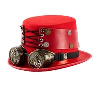 Kelisdi Victorian Industrial Cosplay Hat With Removable Goggles PU Leather Headwear For Adult Men Women Stage Performances Victorian Costume Top Hat