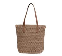 Kelisdi Vintage Fashionable Straw Bag For Women With Zippered Shoulder Bag Casual Handbag For Beach And City Outings Retro Handbag