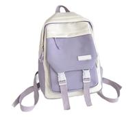Kelisdi Women Girls Contrasting Color Small Backpack Student Schoolbag Multiple Pockets Nylon Daypack Laptop Bag For Daily Use Small Casual Rucksack