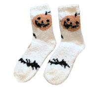 Kelisdi Women's Winter Coral Fleece Socks With Cartoon Halloween Pumpkin Ghostly Pattern Thick Thermal Warm Fuzzy Slipper Women's Fuzzy Slipper
