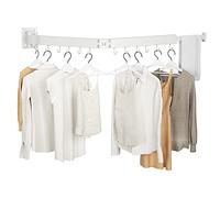 Kelisiting Retractable Clothes Drying Rack, 2 Fold White-Laundry Drying Rack Space Saver Foldable Durable for Laundry, Balcony, Bathroom, Patio, Dormitory, Apartment