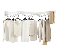 Kelisiting Retractable Clothes Drying Rack-3 Fold White Laundry Drying Rack,Wall Mounted Clothes Hanger,Space Saver,Foldable Durable,for Balcony,Laundry,Bathroom,Patio,Apartment,Dormitory