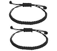 kelistom Handmade Buddhist String Bracelets for Women Men Tibetan Adjustable Woven Rope Bracelet for Protection and Luck, Red and Black, 2or 6 pcs/set, 10 2 inch, Cotton, no gemstone