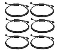 kelistom Handmade Buddhist String Bracelets for Women Men Tibetan Adjustable Woven Rope Bracelet for Protection and Luck, Red and Black, 2or 6 pcs/set, 10 2 inch, Cotton, no gemstone